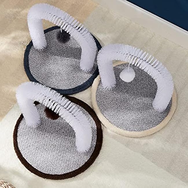 Cat Arch Self Groomer with Cat Toy Ball Cat Arch Scratcher Cat Hair Brush Cat Brush Arch Grooming Supplies Kitten Hair Massaging Brush with Dangling Ball-zuvQ9TJe