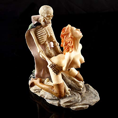 Estatua de pareja esqueletos de resina decorativa para hogar miniatura 4