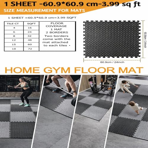 Image of 1 Inch /25mm Gym Floor mat Rubber for Heavy Workout Puzzle Floor mat for Home Exercise, Gym Equipment mat Interlocking Eva Foam Flooring Rubber Tiles Yoga, Kids Gym Mats for Floor