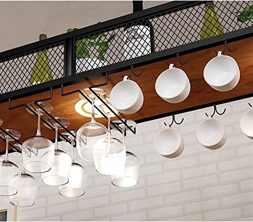 Deckenweinregal mit Beleuchtung, Hängeaufbewahrung für kopfüber hängende Weingläser, Elegante Bardekoration, platzsparendes Design, perfekt für Zuhause und Gastronomie
