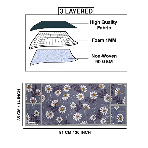 Image of PVC Waterproof 3-Layered Microwave Oven Top Cover with 4 Utility Pockets Suitable for Upto 30 Liter (Color- Gray, Size-36x14 Inches Inches)