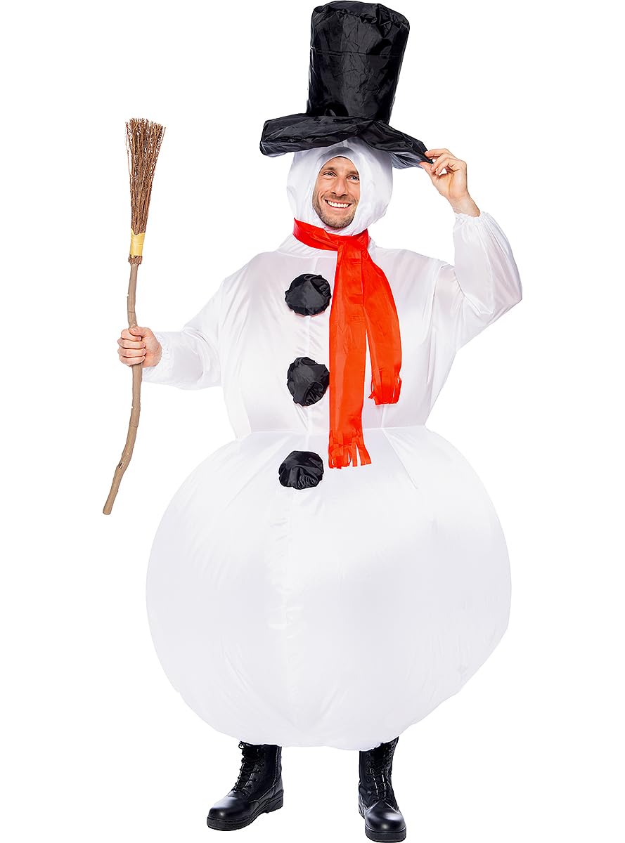 Funidelia | Disfraz de muñeco de nieve hinchable para hombre y mujer Navidad, Snowman, Belén de Navidad - Disfraz para adultos accesorios para Fiestas, Carnaval y Halloween - Talla única - Blanco
