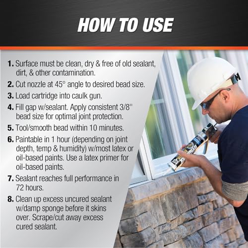 DAP DYNAFLEX Ultra 7079818220 Advanced Exterior Sealant, Black, 40 to 100 deg F, 10.1 oz Cartridge