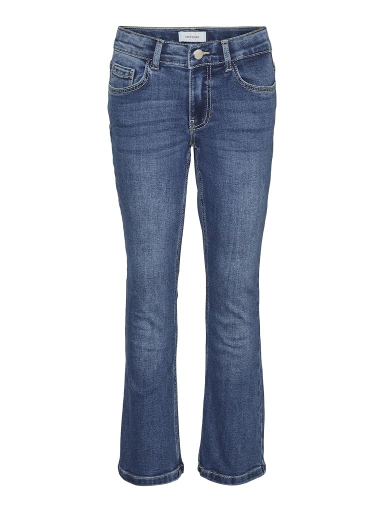 VERO Moda Womens Vmriver Flar DNM JNS Vi3336 Ga Girl Noos Jeans, Medium Blue Denim, 122 UK