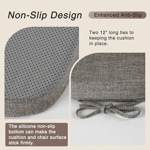 Image of OVOV 14x14 Chair Cushions for Metal Dining Chairs Set of 2 Light Grey | Non Slip, Washable Removable Cover with Ties, Textured, for Dining Room, Kitchen Cafes Bistro Patio, Stackable Chairs