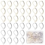 SUNNYCLUE 1 Box 60 Stück Silber 24 Karat Vergoldetes Französisches Ohrringhaken Brisur Ohrringzubehör Brisuren 6.5x10 mm Ohrhaken Mit Hebel Für Die Schmuckherstellung DIY Ohrringe Häkeln Maschenmarkie