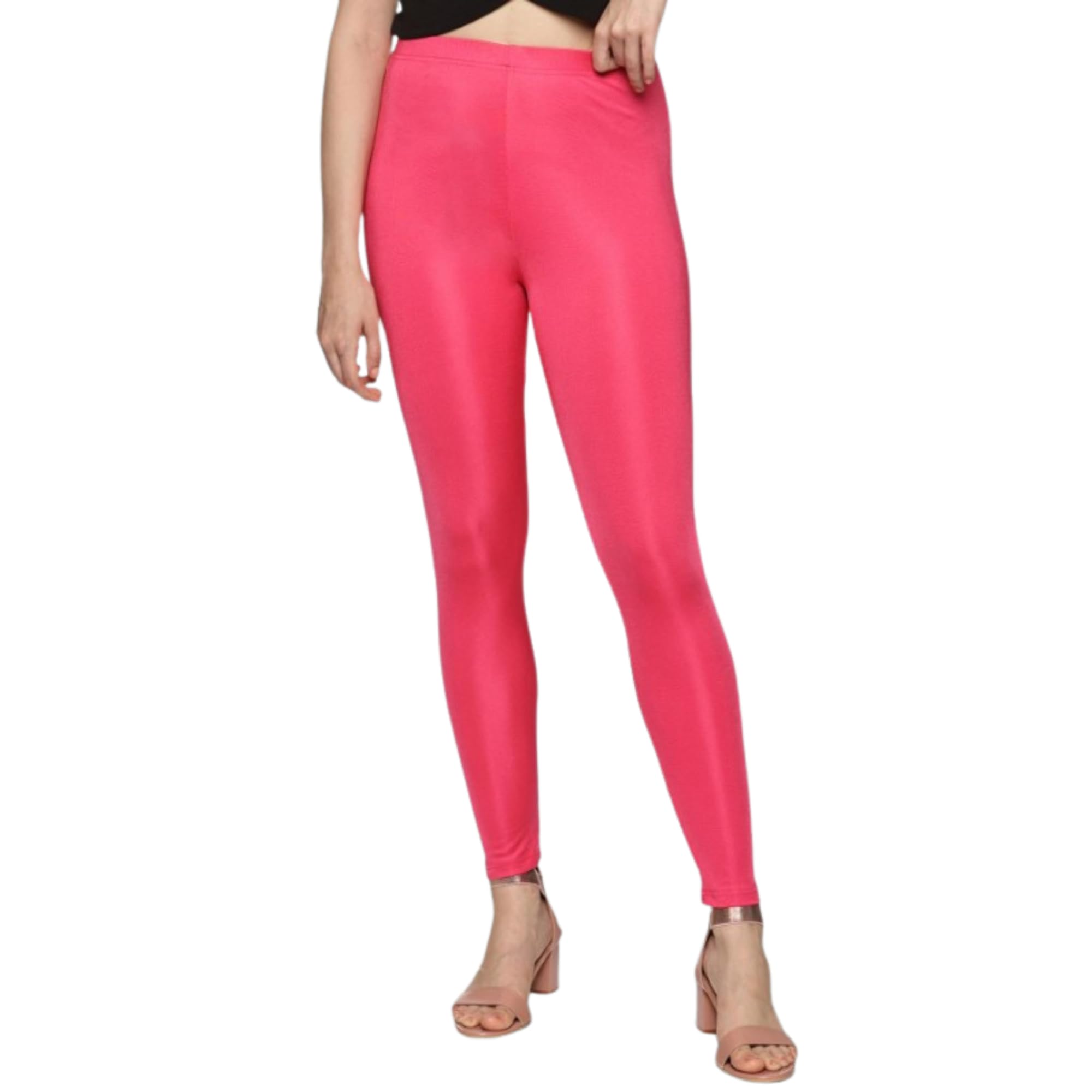 Women’s Shiny Shimmer Ankle Length Leggings | Spandex Leggings for Women | Glossy Fitted Ethnic Bottom Wear for Kurti & Tops | Stretchable Pull-On Leggings-picture-33