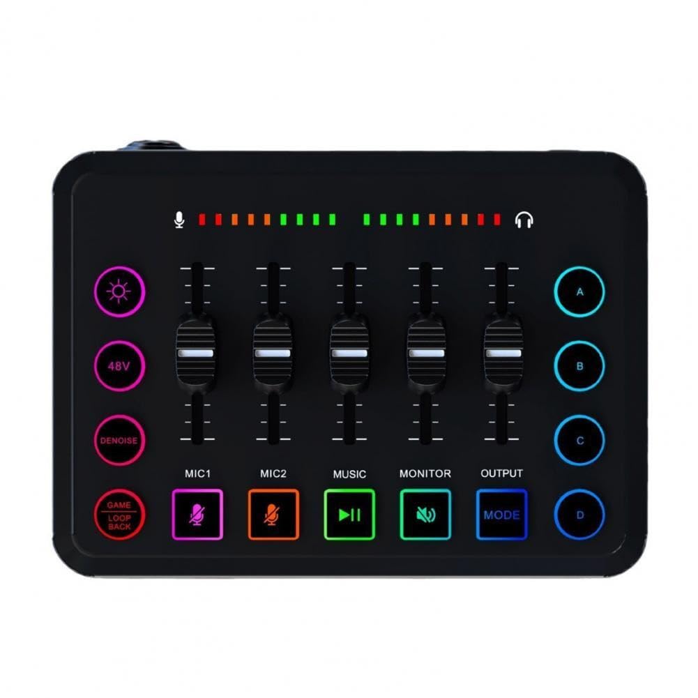 DJ-Controller, 3-teiliger Podcast-Mixer, RGB-Gaming-Mixer mit Bluetooth-Streaming-Schnittstelle, externe Soundkarte