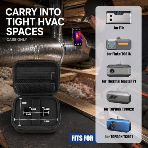 Image of Boobowl Case Compatible with for Flir One /for Thermal Master P1 /for TOPDON TC002C / for Fluke Thermal Camera, Infrared Cameras Storage Holder Box for USB Cabless(Bag Only) (Black, For Smartphones)