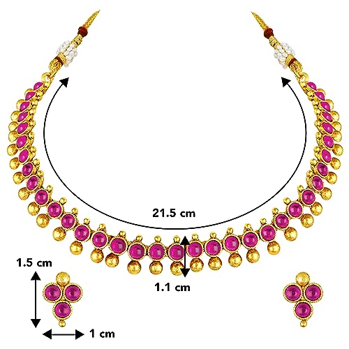 Image of Peora Traditional Ethnic Necklace & Jewellery Set Gift for Women