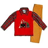 Good Lad Toddler thur 4/7 Boys Red Holiday Sweater Set with Train Motiff