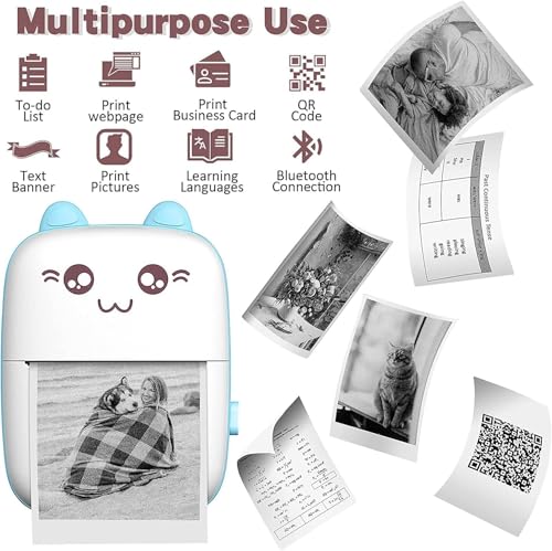 Mini Printer, Small Pocket Printer Black and White Printing Bluetooth Thermal Printer Compatible with iOS, Android, Portable Printer with 6 Rolls... - Image 4