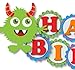 Monster Birthday Banner Party Decoration Supplies - "HAPPY BIRTHDAY"