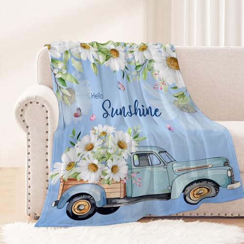 Spring Summer Theme Throw Blanket for Kids Small Farmhouse Daisy Blanket Girls Child Bed Couch Soft Fuzzy Fleece Blanket Floral Throw Flower Decorative Print Blanket Home Decorations 40x50