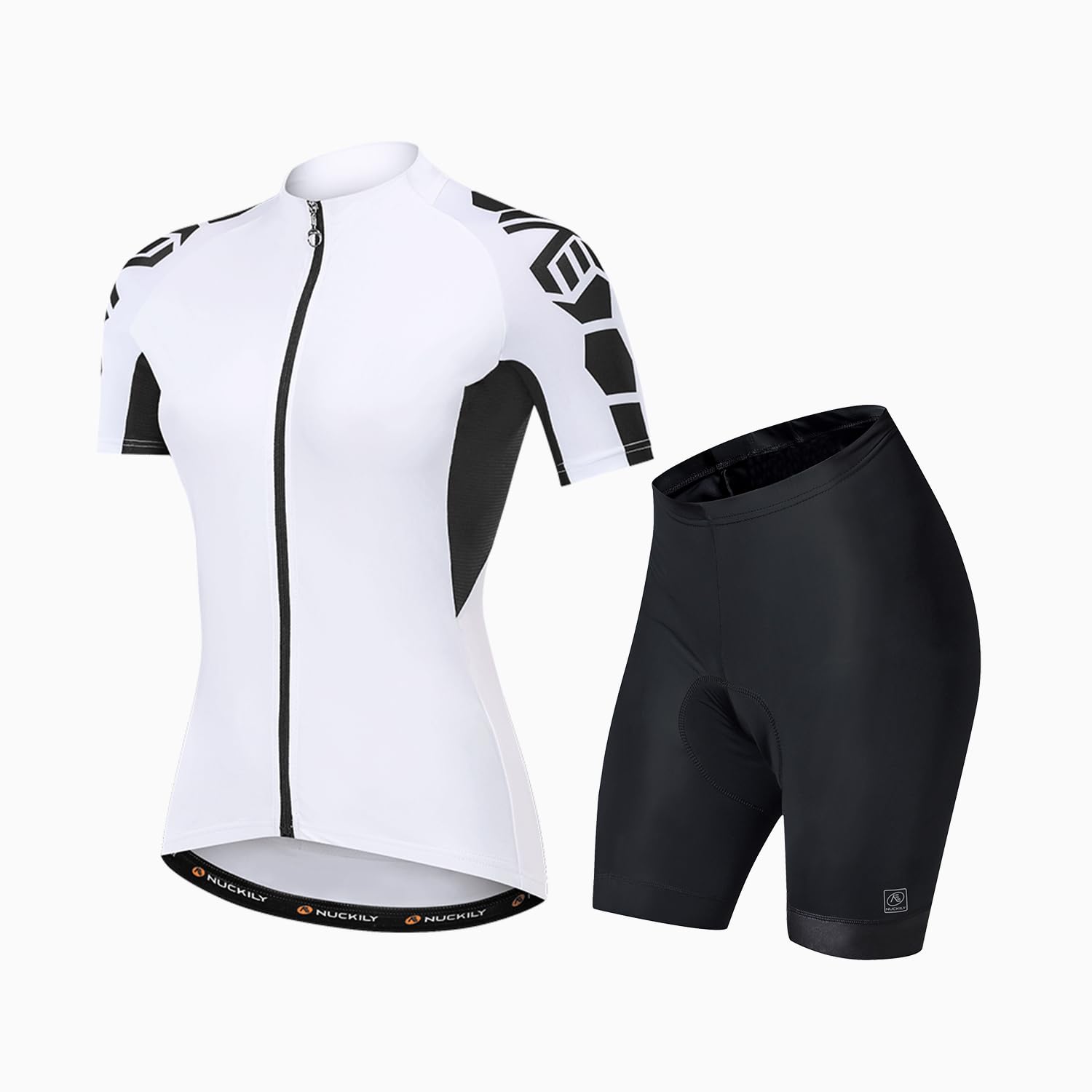 NUCKILY Damen Radfahren Trikot Set Radhose mit 3D Sattel Mountainbike Kurze Ärmel Schnell trocken Atmungsaktiv