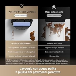 DREAME Aqua10 Ultra Track Complete Robot Aspirapolvere, Lavaggio 45 °C, Supera Ostacoli di 6 cm, Auto-pulizia Mocio, Aspirazione da 19.500 Pa, 0 Grovigli, Evita Oltre 240 Oggetti, Controllo Vocale