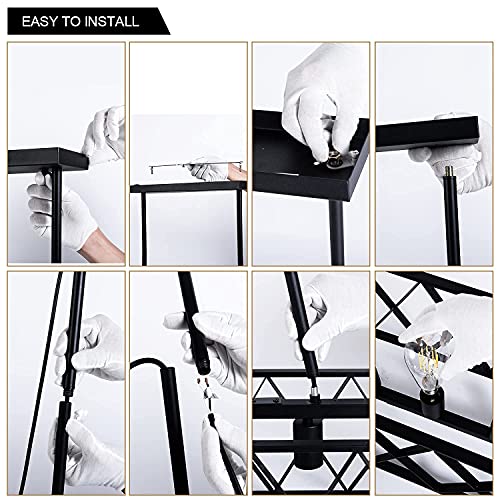 Pretoy X-00008 Kitchen Island Pendant Lighting 6-Light Black Metal Industrial Bar Chandelier Fixtures Vintage Hanging Farmhouse Rectangle Linear Chandelier thumb #7