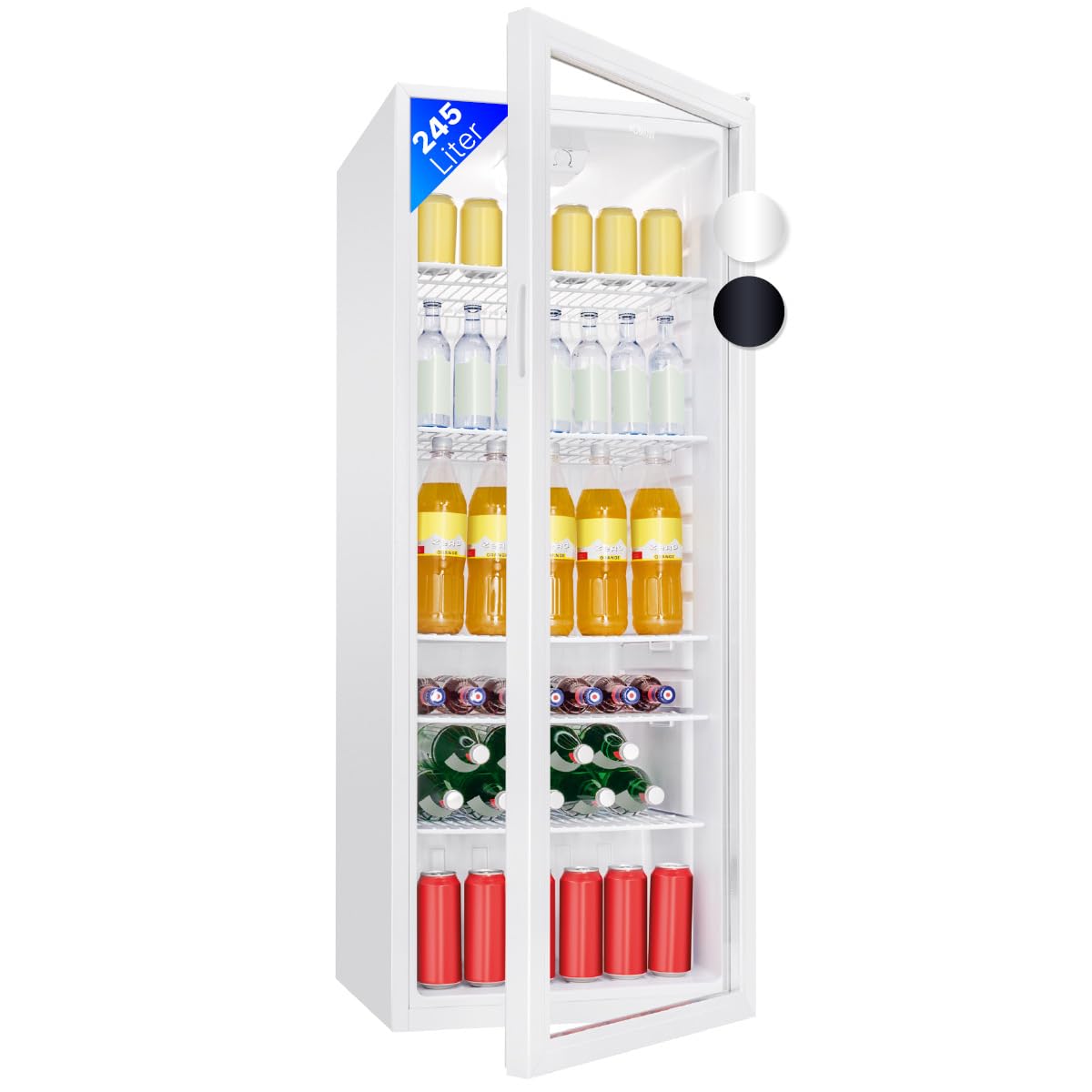 Bomann KSG 7289 Getränkekühlschrank 245L Glastür Flaschenkühlschrank weiß