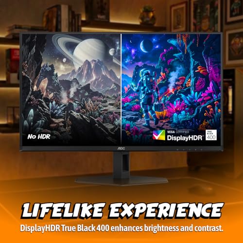 Image of AOC 27 inch Gaming Monitor QHD 360Hz QD OLED G-SYNC Compatible 0.03ms Q27G40SDE | 2560x1440 Computer Monitor, True Black 400, HDMI 2.1, DP 1.4, Earphone Out, VESA Mount, Console Ready