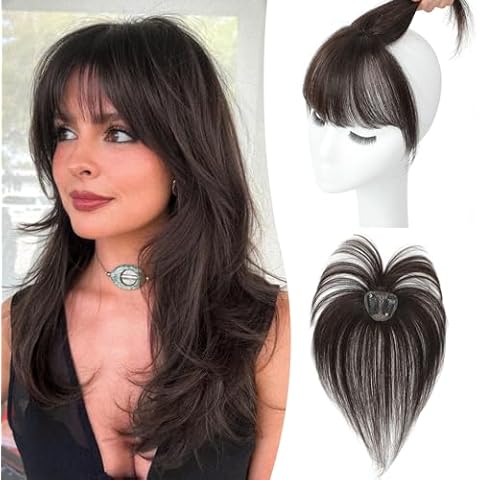 Bangs Hair Clip Clip in Bangs Real Human Hair Fake Bangs Clip on Bangs for Women 360° Cover Bangs Wispy Bangs French Bangs Fringe with Temples Curved Bangs for Daily Wear Bangs Clip In Hair Extensions Cover