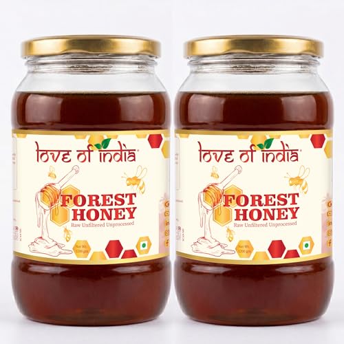 Image of Love of India Forest Honey 2400g | Raw Unprocessed Wild Forest Honey | Family Pack | Tested for Purity | Natural Original Honey