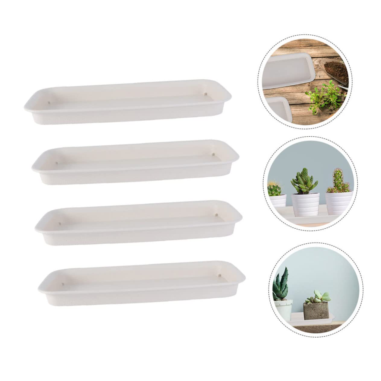 Yardwe 4piezas Bandejas para Agua De Macetas Plato De Jardinería Rectangular Duradero y Reutilizable