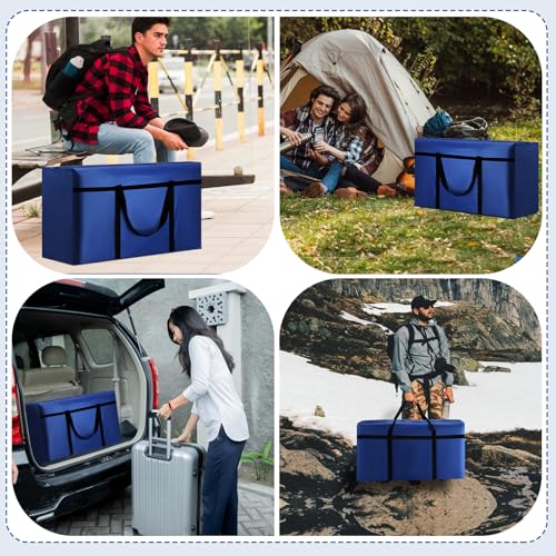 Dntorx 2 Stück 180L Große Aufbewahrungstasche, Oxford Heavy-Duty Umzugstaschen mit Reißverschluss Handgriff Umzugskartons Groß Reisetasche Tragetasche für Bettdecken Kleidung Bettwäsche (Blau)