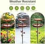Bain d'oiseau en métal pour l'extérieur, 46in Bain d'oiseaux double autonome & Bird Feeder, Old Bird Bath Bowl avec 5-Pronged Base pour jardin Patio Yard Lawn Decor, Bronze antique