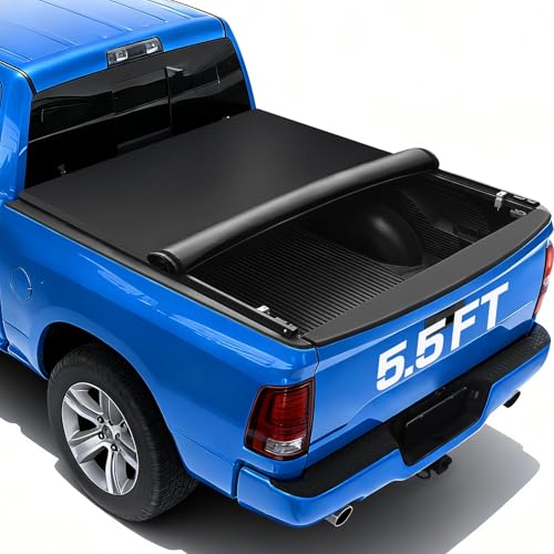 RHOBRA Soft Roll-up Truck Bed Tonneau Cover Compatible with 2007-2026 Toyota Tundra with 5.5ft Bed 26.5oz Vinyl Soft Truck Bed Cover Weather Resistant Bed Cover