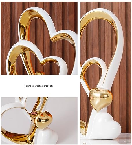 Miniatura 6 de Odmyzg Decoración De Doble Corazón,Estatua De Cerámica De Doble Corazón,Decoración Creativa Para El Hogar,Decoración De Oficina, Decoración De Mesa, Adecuada Como Regalo.
