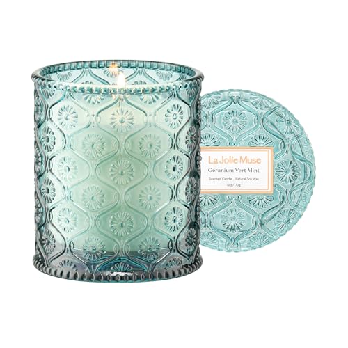 LA Jolie Muse Geranium Vert Mint Candle - Mint, Geranium, Lavender, 170g
