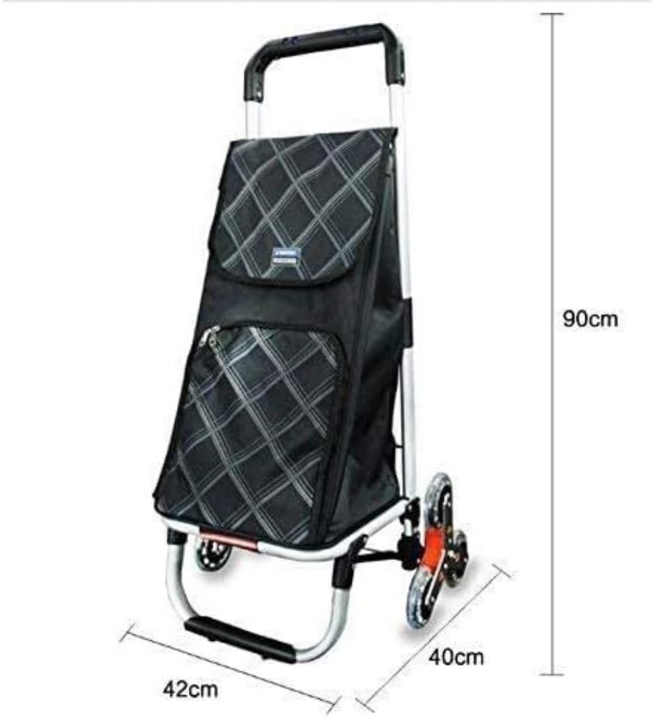 Carrello della spesa pieghevole - Leggero carrello in alluminio per la spesa, ideale per salire le scale, con 6 ruote rotonde, design portatile e facile da trasportare, perfetto per commissioni e sho