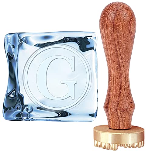 CRASPIRE G Ice Stamp Letter Ice Cube Stamp Ice Branding Stamp with Removable Brass Head & Wood Handle Vintage Ice Stamp for DIY Crafting Cocktail Whiskey Mojito Drinks Bar Making