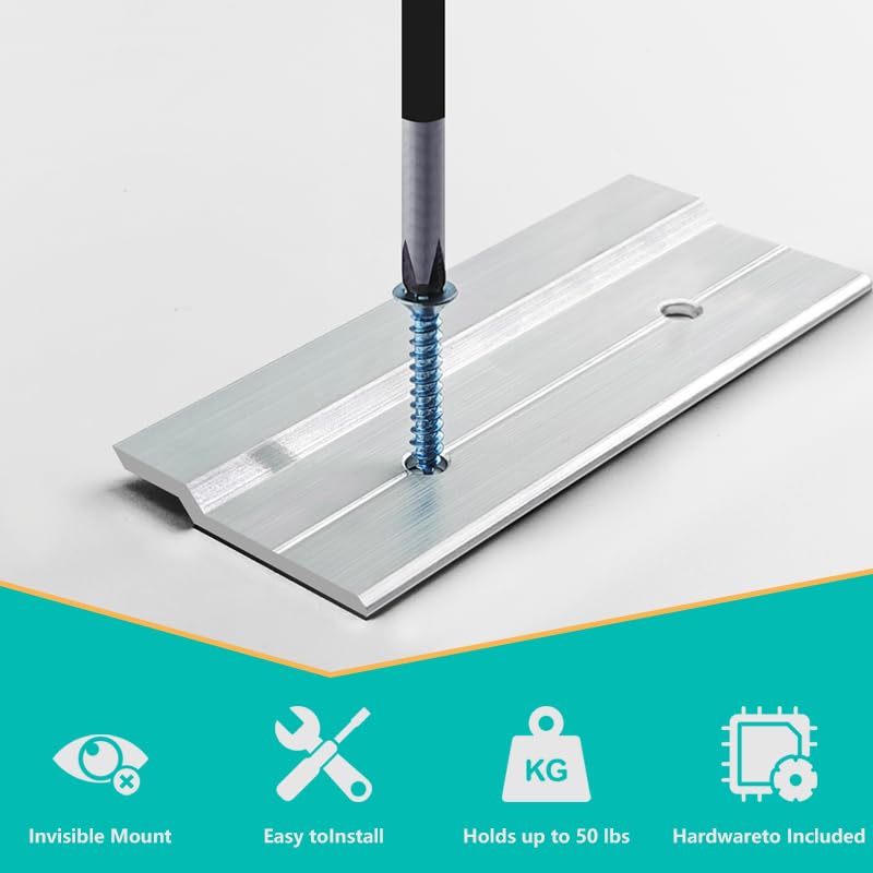 Image of Cleat Picture Hanger Hardware Kit - 8 Pairs 2'' Aluminum Z Hanger Wall Mount Bracket Kit, Interlocking Z Clips for Hanging Wall Art, Mirrors, Panels, Cabinets, Whiteboards