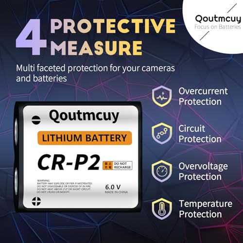 Image of 6V 1600mAh CR-P2 Lithium Photo Batteries (2026 Newly Upgraded,Pack of 5)|Perfect Replacement for 223A, 2CR - P2, EL223AP, and DL223A Batteries