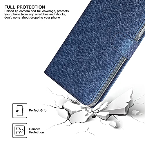 Foluu For Nokia Xr20 Case [Not Fit Nokia X20], Nokia Xr20 Wallet Case Canvas Flip/Folio Soft Tpu Cover Bumper Kickstand Ultra Slim Strong Magnetic Closure Cover For Nokia Xr20 2021 (Blue) #TOP6
