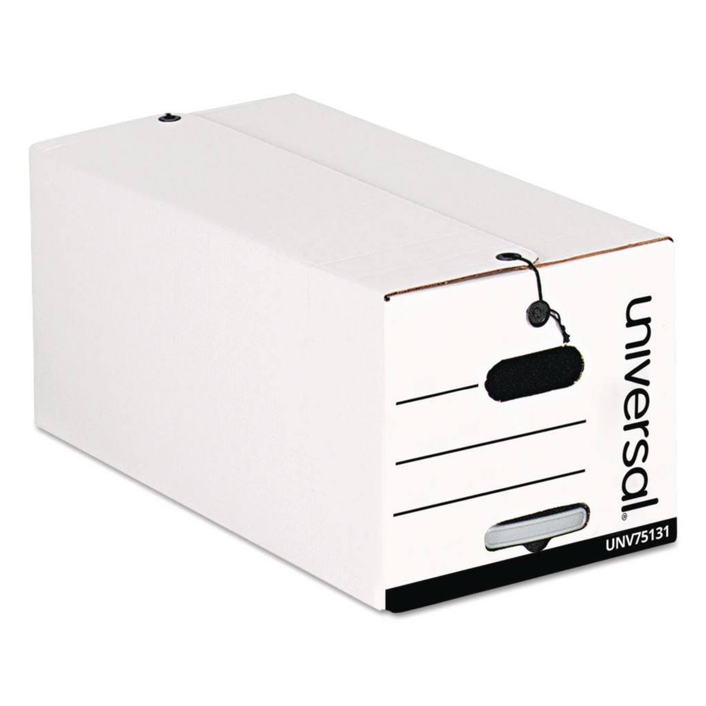 Universal Quick Set-up String-and-Button Boxes - Letter - White Textured Cardboard - Carton of 12