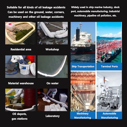 Image of 27-Piece Oil Spill Cleanup Kit - Oil Only Absorbent Pads, Socks, Pillows with Gloves & Goggles for Trucks, Cars, Workshops, Marine Emergencies