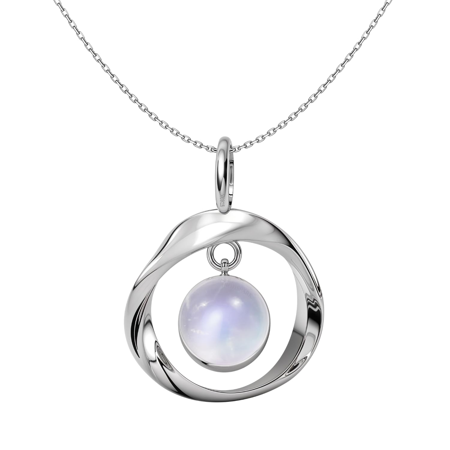 highspark 925 Silver Rainbow Moonstone Infinite Mobius Pendant & Chain | 92.5 Sterling Silver & Stunning Shine | Lovely Gift - Rainbow Moonstone Infinite Mobius-picture-23
