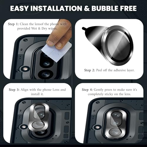 Image of FIRST MART Black Camera Ring Guard Protector for Nothing Phone 4A | Tempered Glass with Metal Alloy Rings, HD Clear, Scratch Resistant, Case-Friendly | Pack of 1