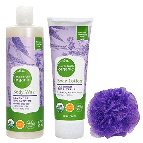 Simple Truth Organic Lavender Eucalyptus Body Lotion and Body Wash Set with Loofah