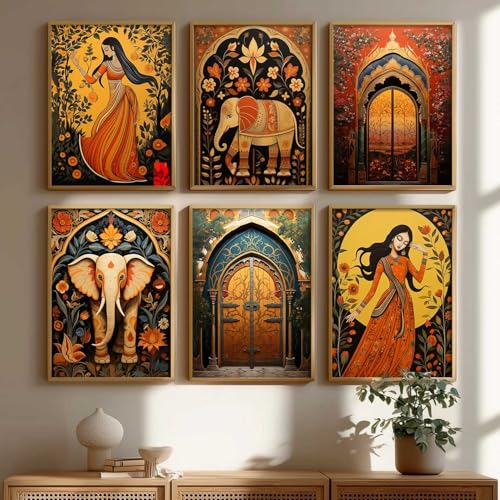 Image of kotart Madhubani wall Art Digital Painting for Bedroom living room office Wall Decoration, wall paintings for hanging home decor Size - (19X25 inch)