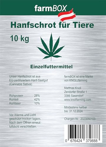 farmBOX Pferdehanf Hanfsamen geschrotet Hanfschrot für Tiere (10kg)