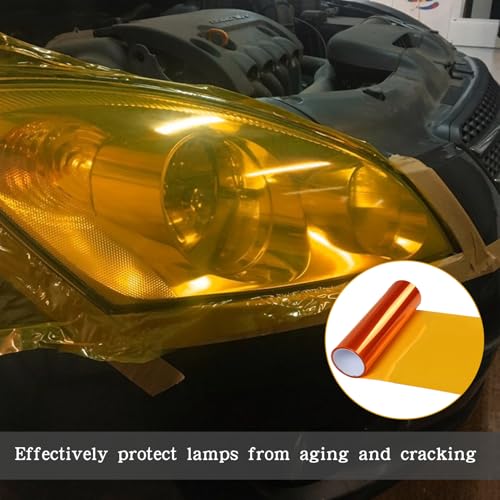 120x30cm Scheinwerfer Folie,Tönungsfolie Auto,Orange AutoFolie,Selbstklebende Scheinwerfer Taillights Tönung Vinyl Film,Transparent lampenfolie selbstklebend für Auto Nebellichter Rücklichter