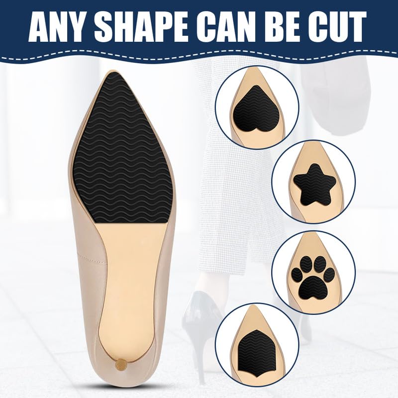flintronic 8 Pezzi Protezioni per Suole di Scarpe, Adesivi Suola Antiscivolo pe per Scarpe, Adesivi per la Riduzione del Rumore del Tallone delle Scarpe, per Tacchi Alti, Stivaletti (Nero)