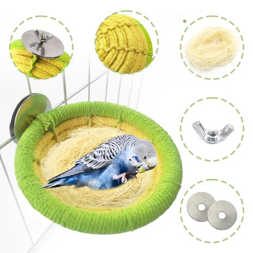 Image of Cotton Rope Bird Nest Handmade Bird Breeding Nest Parrot Hatching Nesting for Budgie Canary Parakeet Finch Cockatiel Lovebird and Other Small Birds