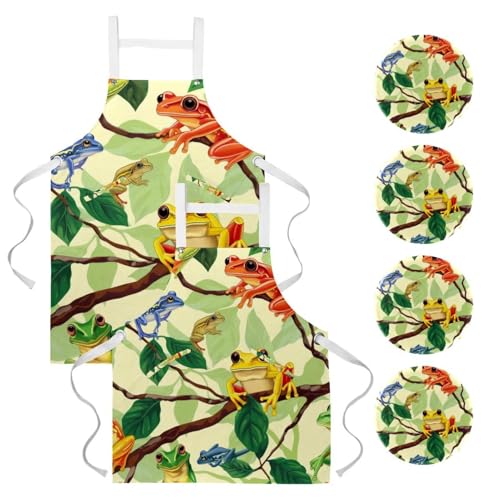 Tablier de serveuse pour restaurant et nettoyage lot de 2 grenouilles