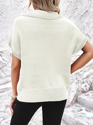 Viottiset Women's Sweater Shirts Sleeveless Pullover Knit Sweaters Tops Striped Zipped Shirt2