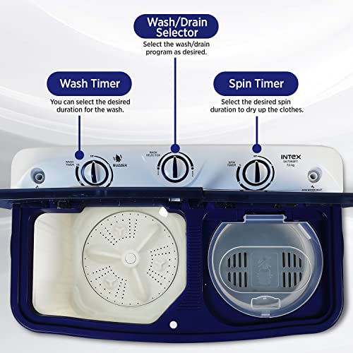 Image of Intex 7 KG Semi Automatic Top Loading Washing Machine (Transparent Lid, Navy Blue and White, SA70NBPT)