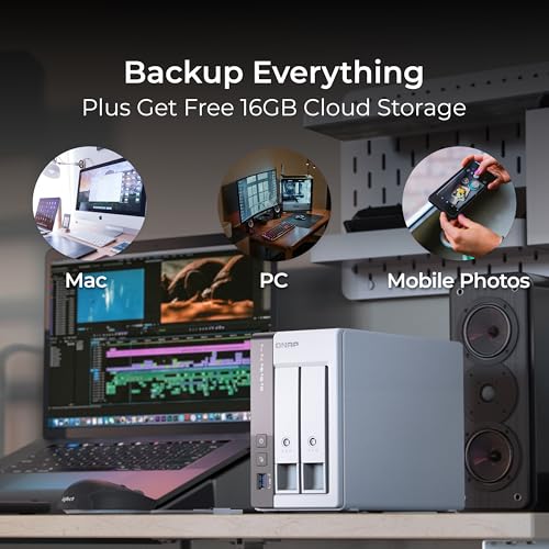 Image of QNAP TS-216G-24ST-US 2-Bay 2.5GbE Desktop NAS, Equipped with ARM Cortex-A55 Quad-Core CPU, with 4TB Storage Capacity, Preconfigured RAID1 Seagate Iron Wolf HDD Bundle
